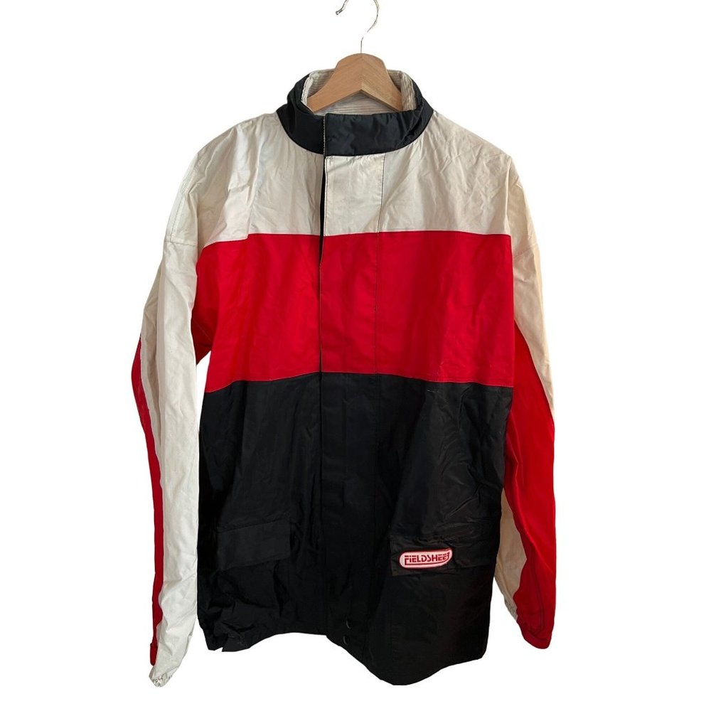Fieldsheer Red Black White Zip Windbreaker Motorcycle Long Jacket Men's Size XL